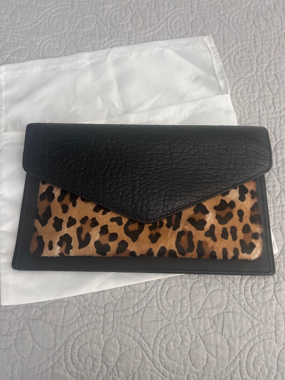 Banana Republic Italian Leather Calf Hair Leopard Clutch NWT